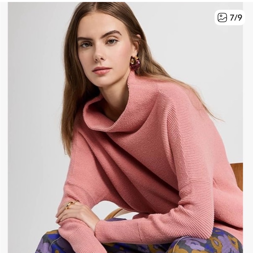 Free People Dusty Rose Cowl Turtleneck Sweater